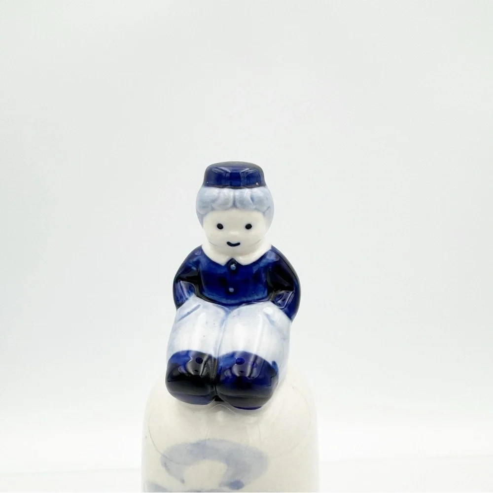 Vintage DAIC Delft Blue Dutch Boy Porcelain Bell